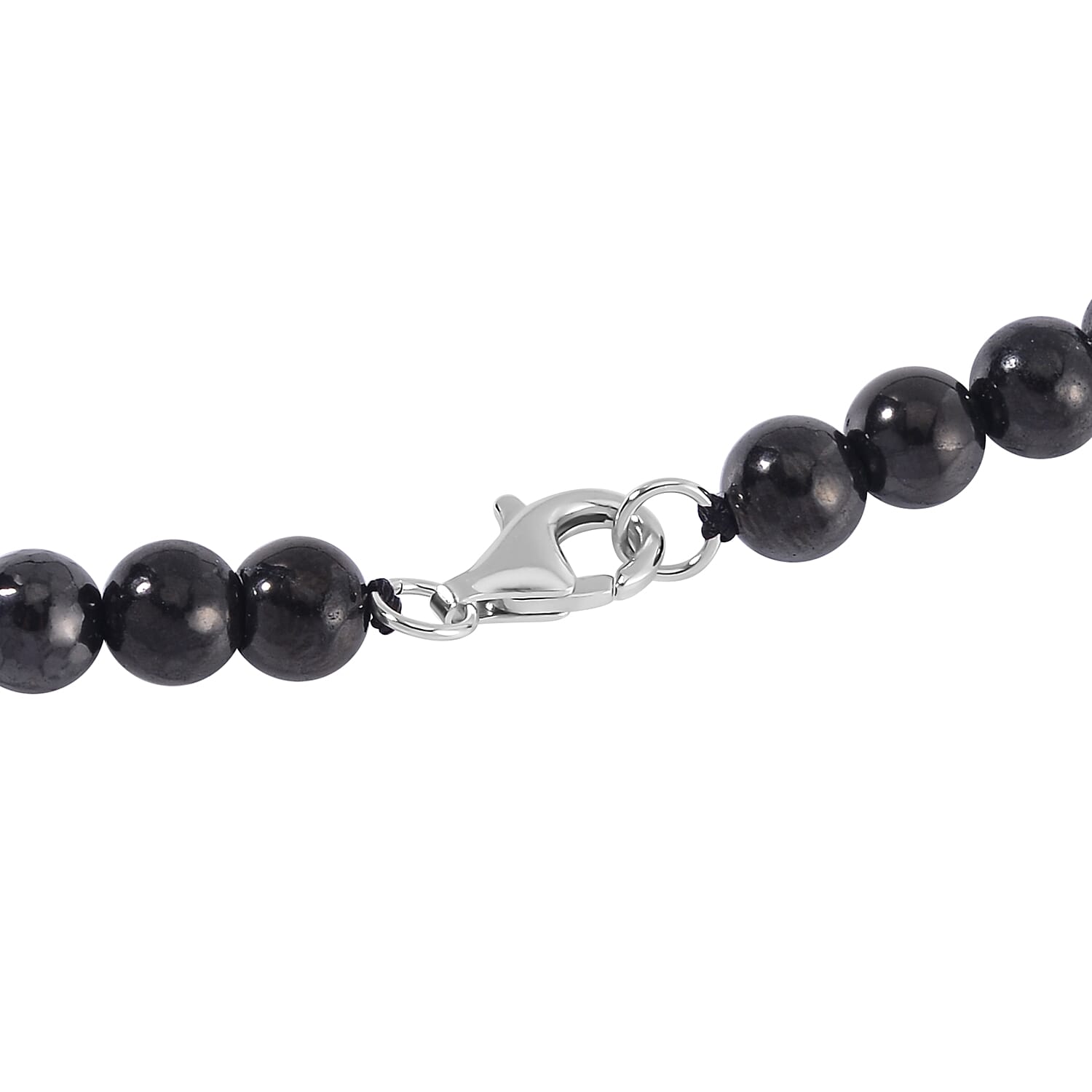 Shungite Cross Pendant with Beaded Necklace 20 Inches in Rhodium Over Sterling Silver 220.40 ctw