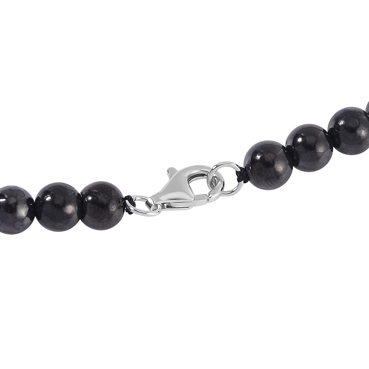 Shungite Cross Pendant with Beaded Necklace 20 Inches in Rhodium Over Sterling Silver 220.40 ctw image number 4