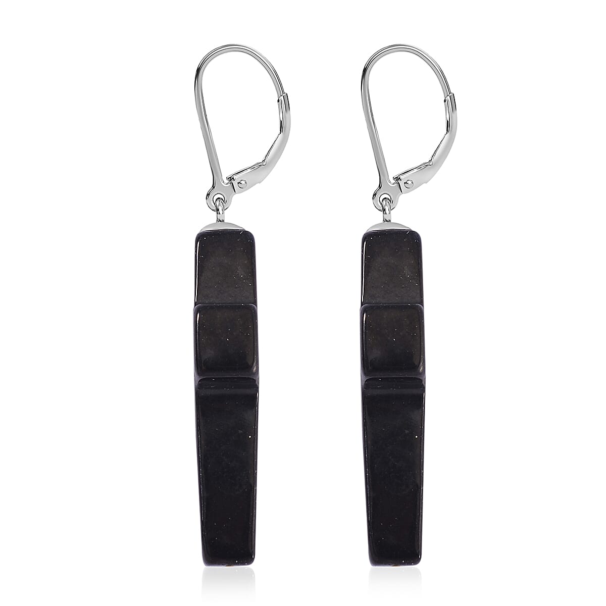 Shungite Cross Earrings in Rhodium Over Sterling Silver 39.00 ctw