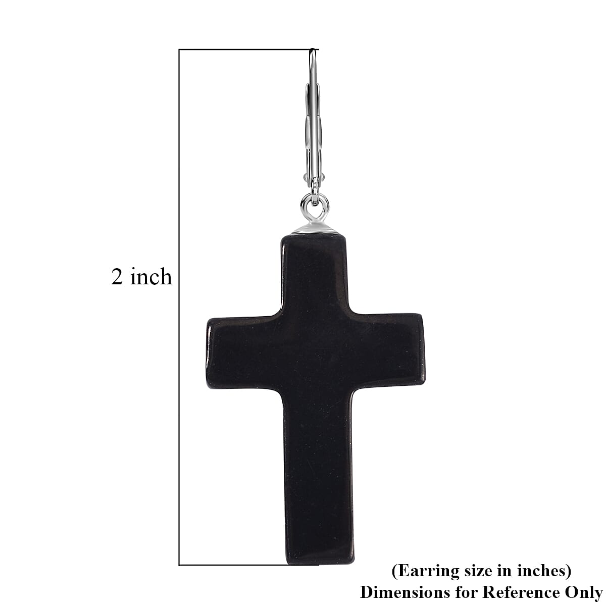 Shungite Cross Earrings in Rhodium Over Sterling Silver 39.00 ctw