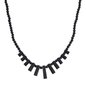 Shungite Bib Necklace 20 Inches in Rhodium Over Sterling Silver 220.40 ctw