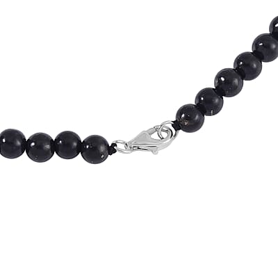 Shungite Bib Necklace 20 Inches in Rhodium Over Sterling Silver 220.40 ctw