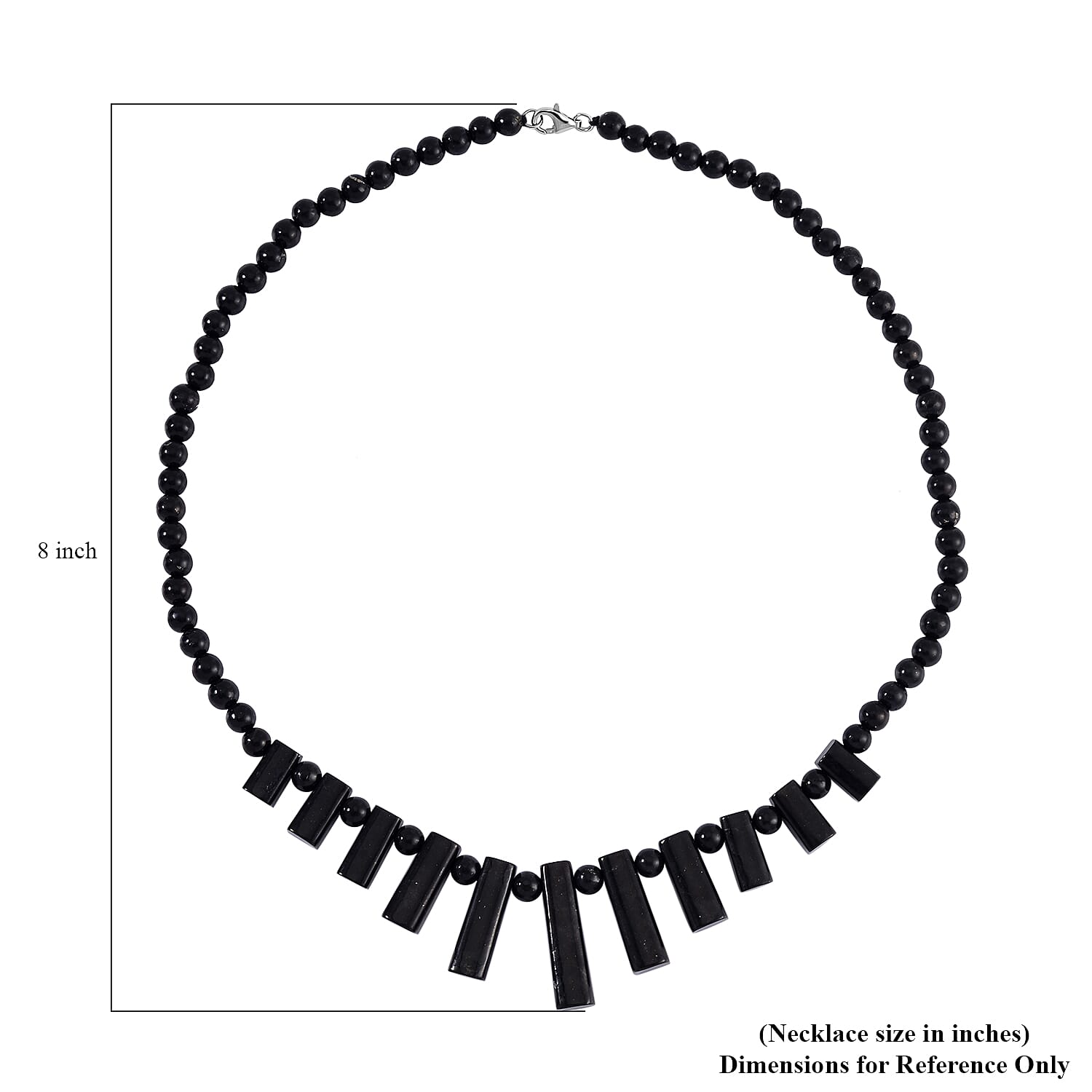 Shungite Bib Necklace 20 Inches in Rhodium Over Sterling Silver 220.40 ctw