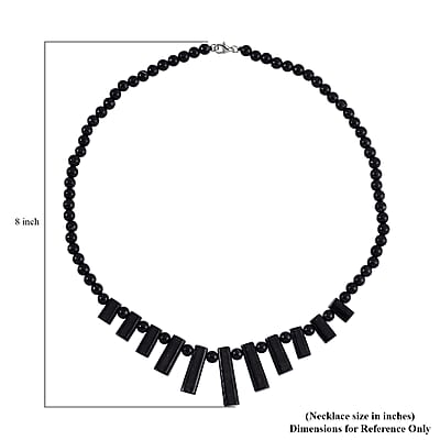 Shungite Bib Necklace 20 Inches in Rhodium Over Sterling Silver 220.40 ctw
