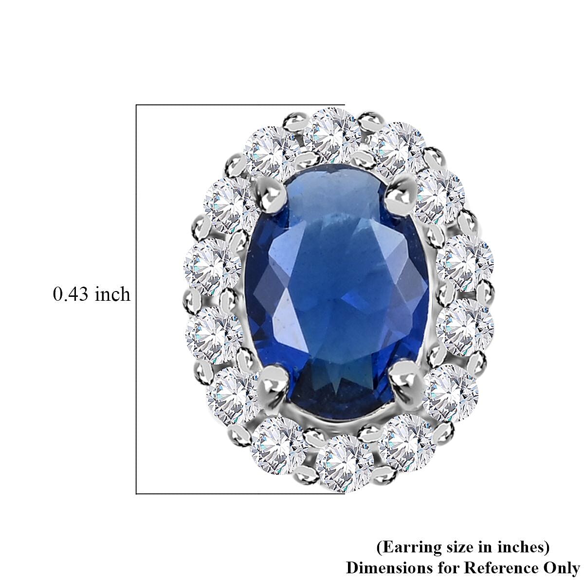 Simulated Blue and White Diamond Earrings in Silvertone 3.25 ctw