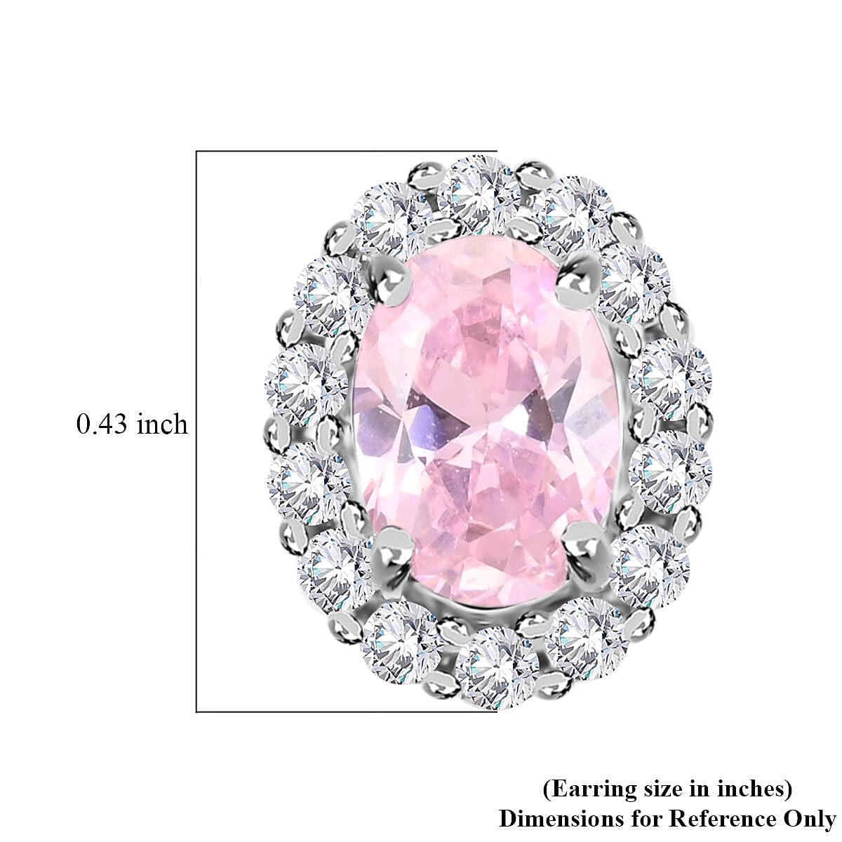 Simulated Pink and White Diamond Earrings in Silvertone 3.25 ctw image number 4