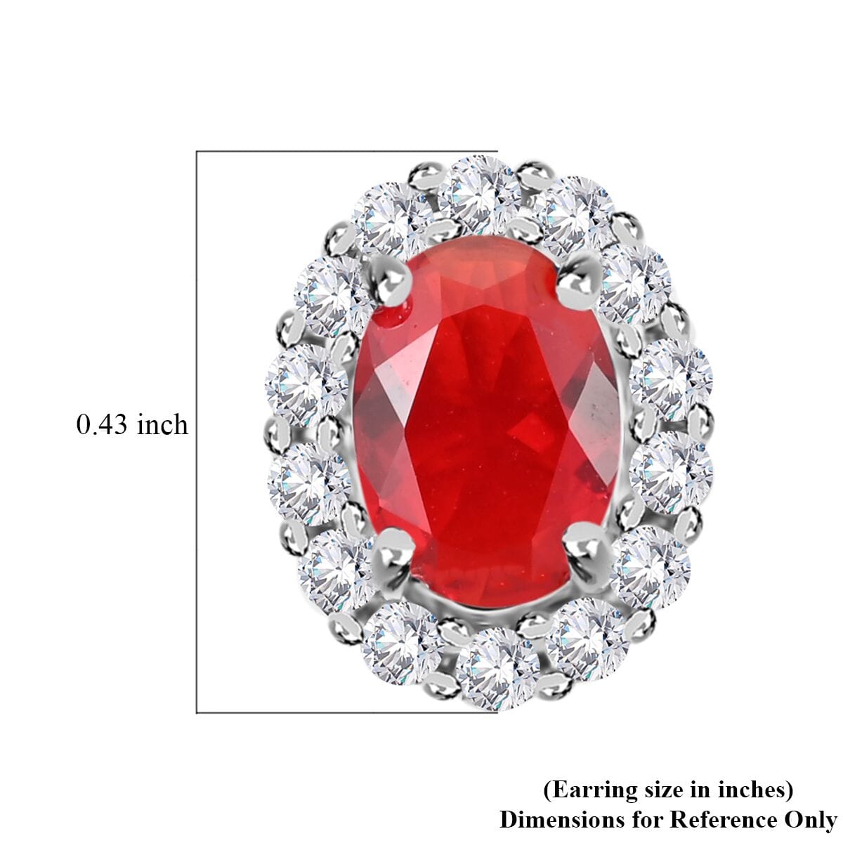 Simulated Red and White Diamond Earrings in Silvertone 3.25 ctw image number 4