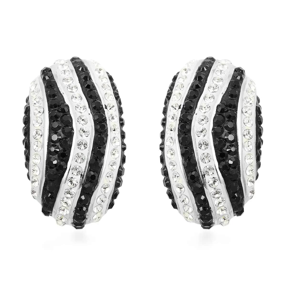 Black and White Austrian Crystal Earrings in Silvertone image number 0