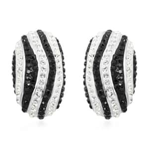 Black and White Austrian Crystal Earrings in Silvertone