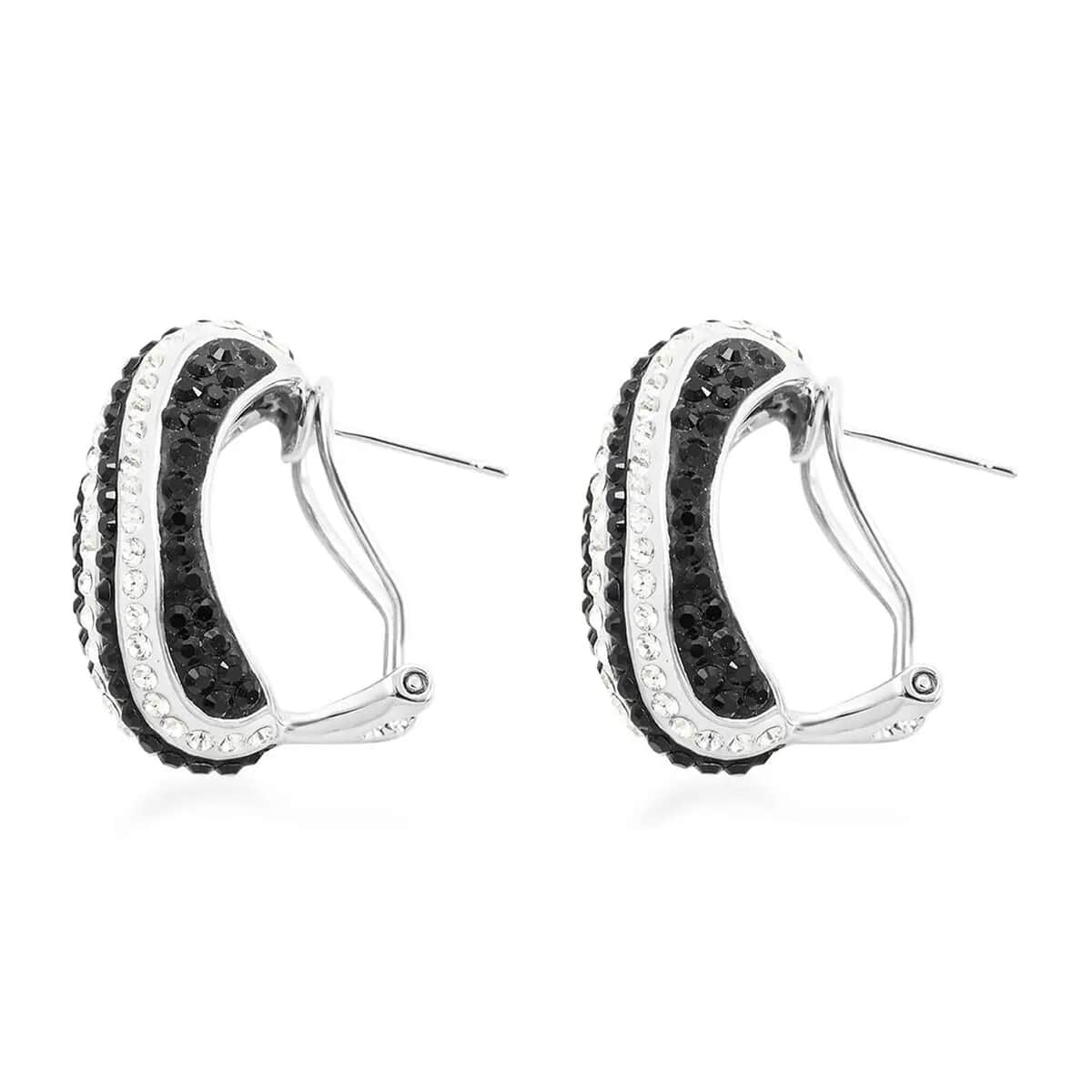 Black and White Austrian Crystal Earrings in Silvertone image number 5