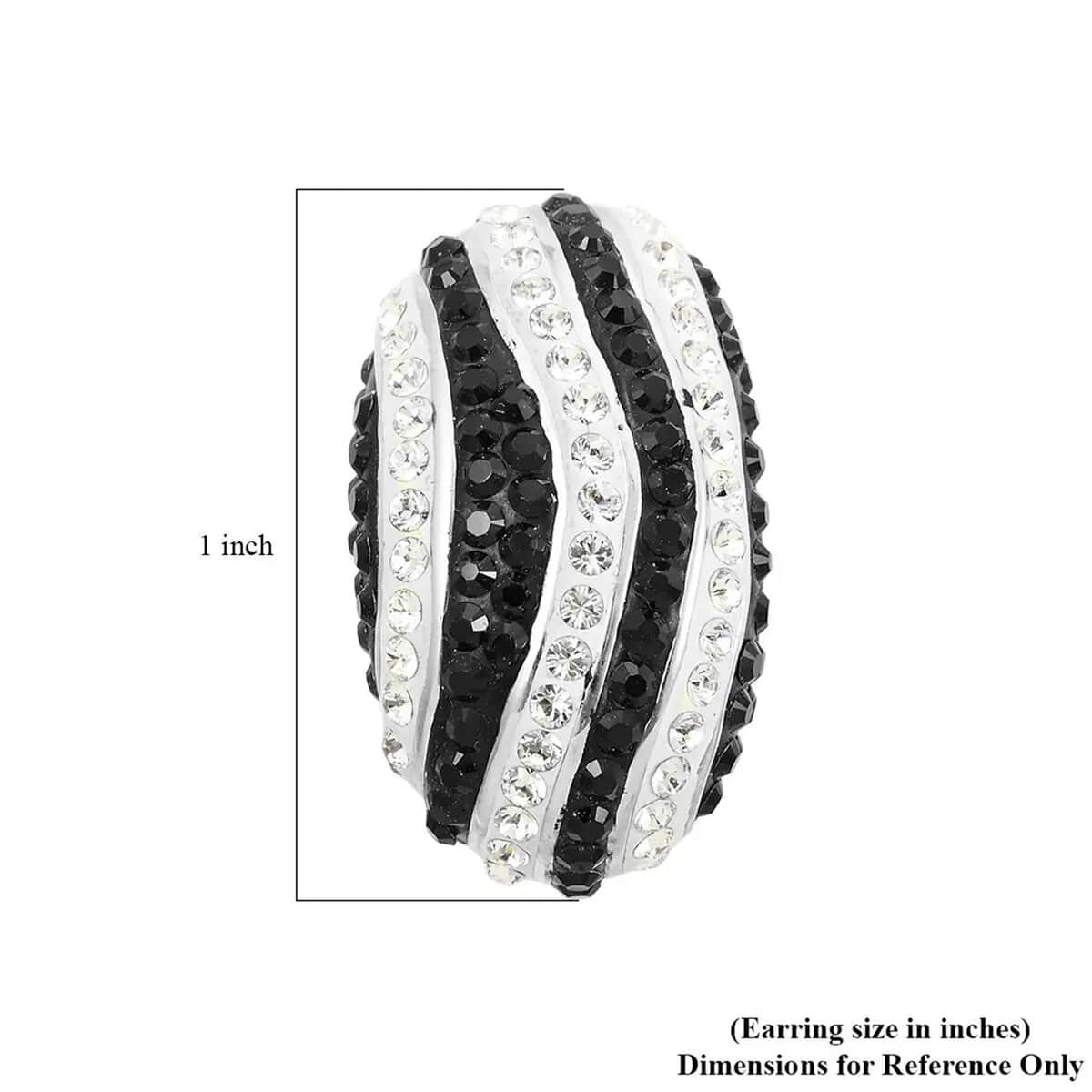 Black and White Austrian Crystal Earrings in Silvertone image number 6