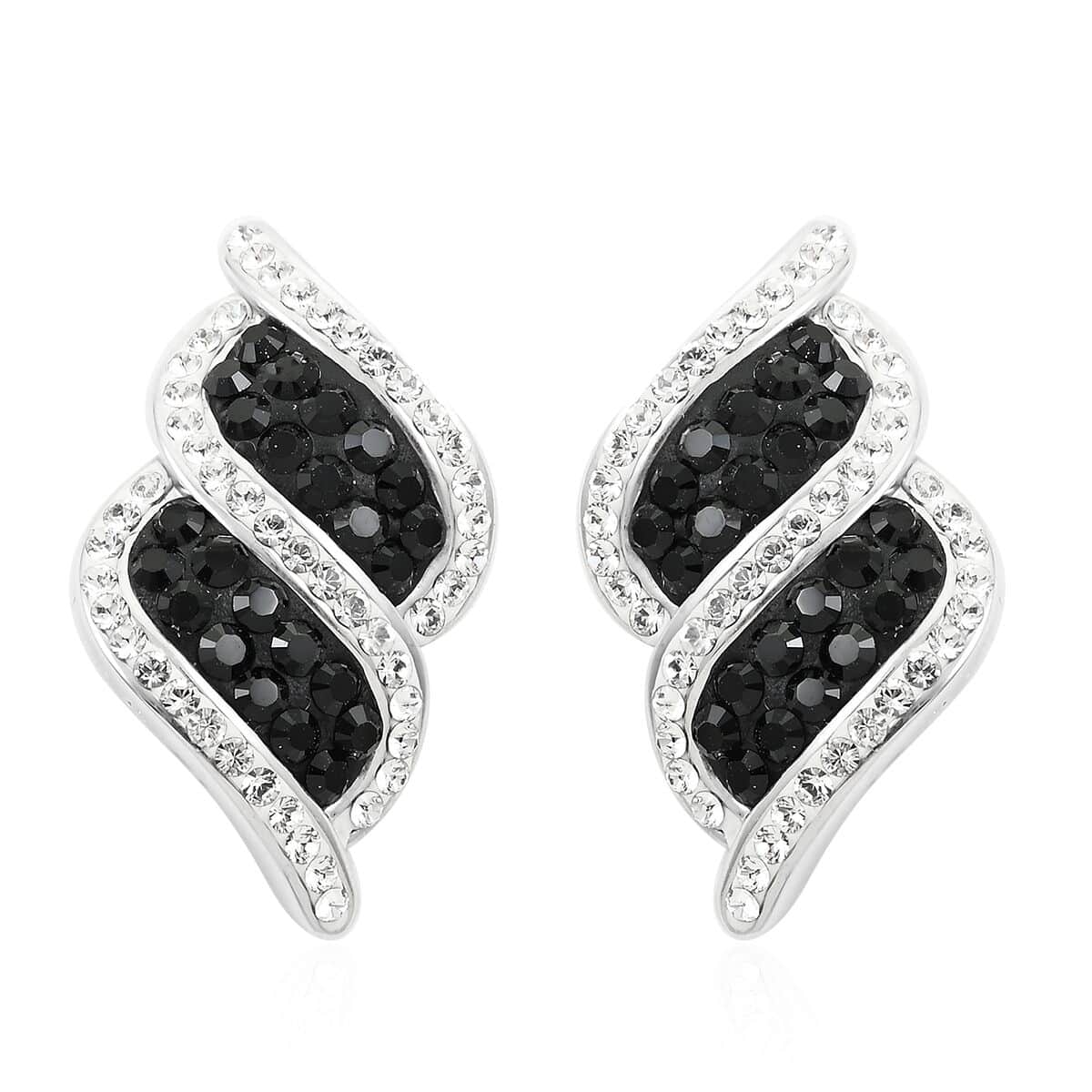 Black and White Austrian Crystal Earrings in Silvertone image number 0