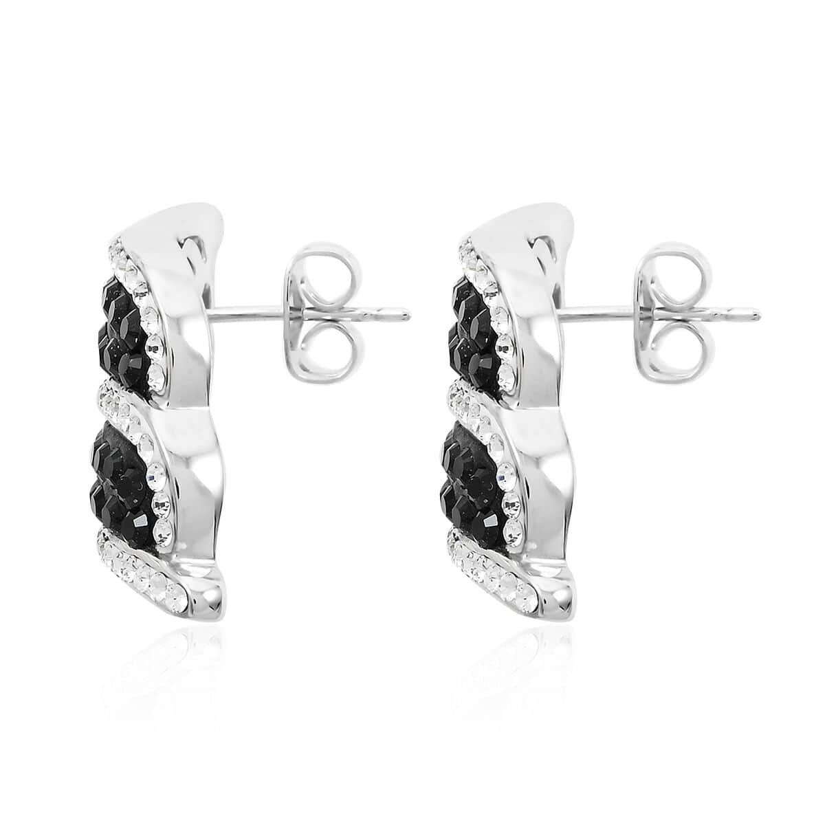 Black and White Austrian Crystal Earrings in Silvertone image number 3