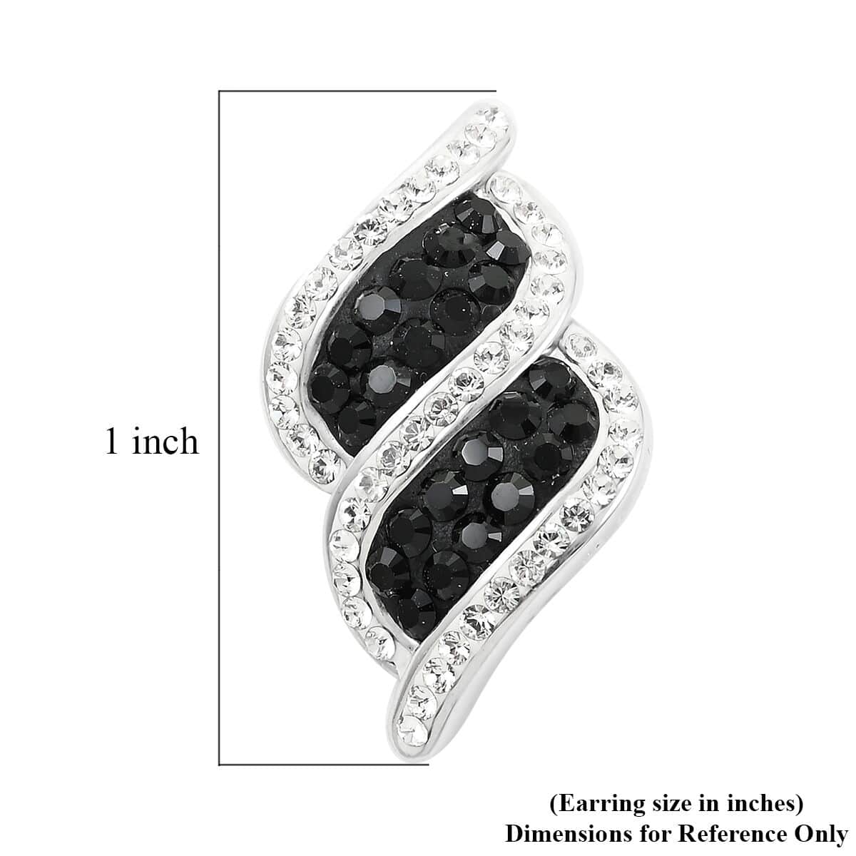 Black and White Austrian Crystal Earrings in Silvertone image number 5