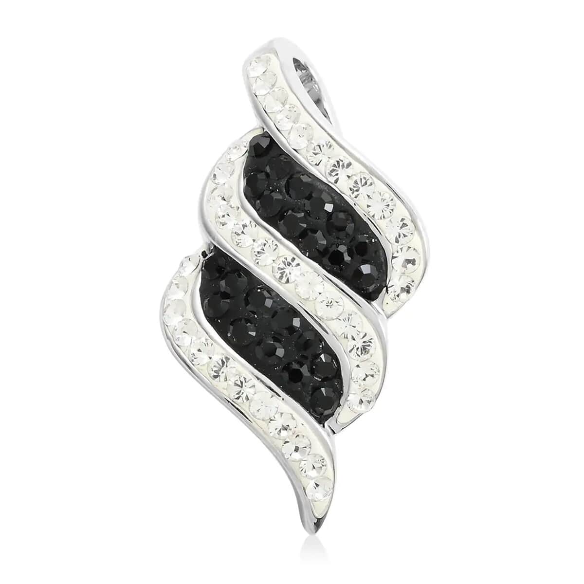 Black and White Austrian Crystal Pendant in Silvertone image number 0