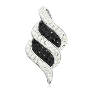 Black and White Austrian Crystal Pendant in Silvertone