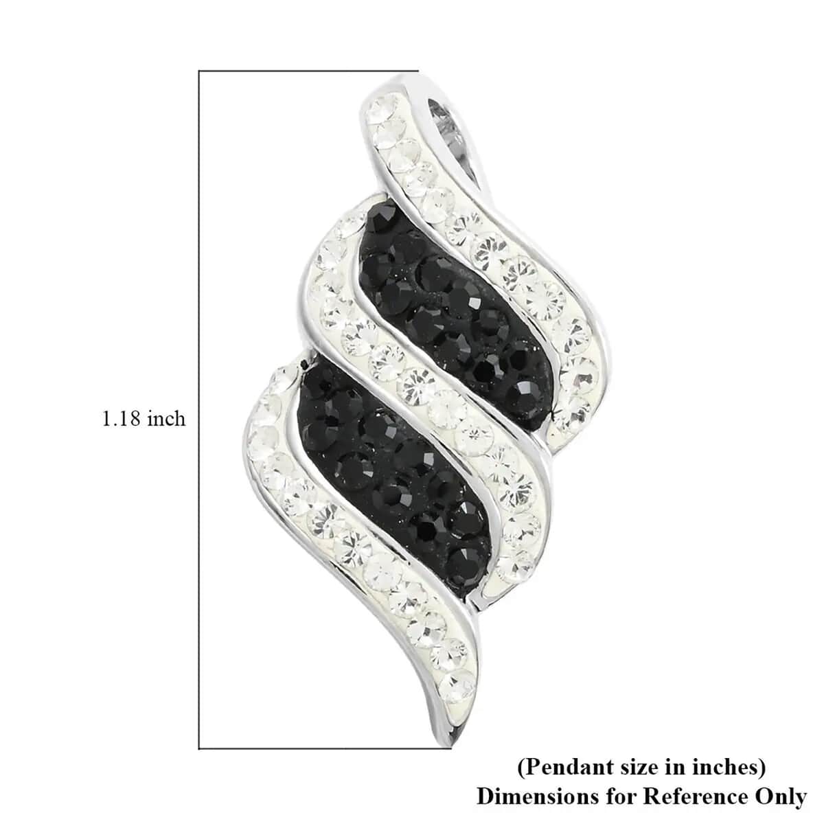 Black and White Austrian Crystal Pendant in Silvertone image number 6