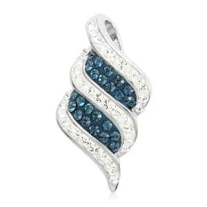 Blue and White Austrian Crystal Pendant in Silvertone