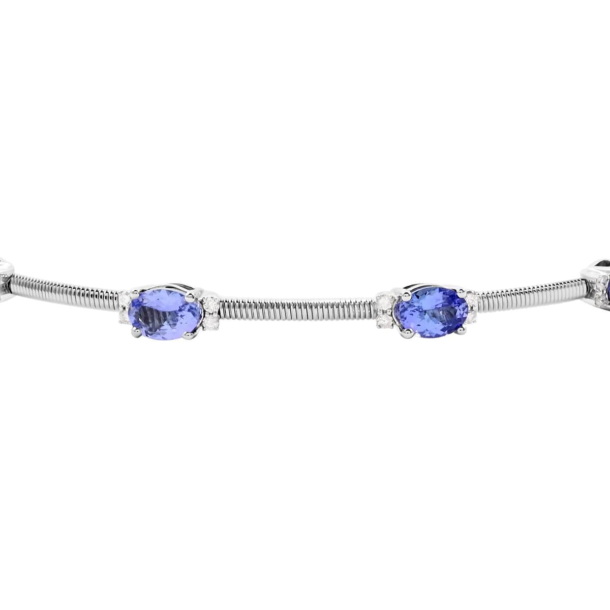 14K White Gold Tanzanite and Diamond Cuff Bracelet (7.50 in) 4 Grams 2.35 ctw image number 3