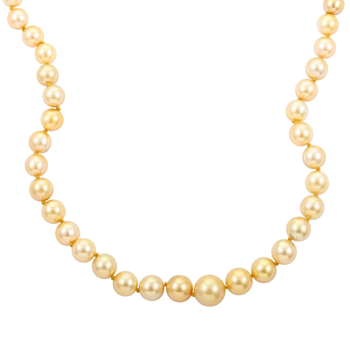 Iliana Certified & Appraised AAAA South Sea Golden Pearl 8-10mm Graduation Necklace in 18K Yellow Gold (18 Inches), Pearl Jewelry for Women, Anniversary Necklace for Wife image number 2
