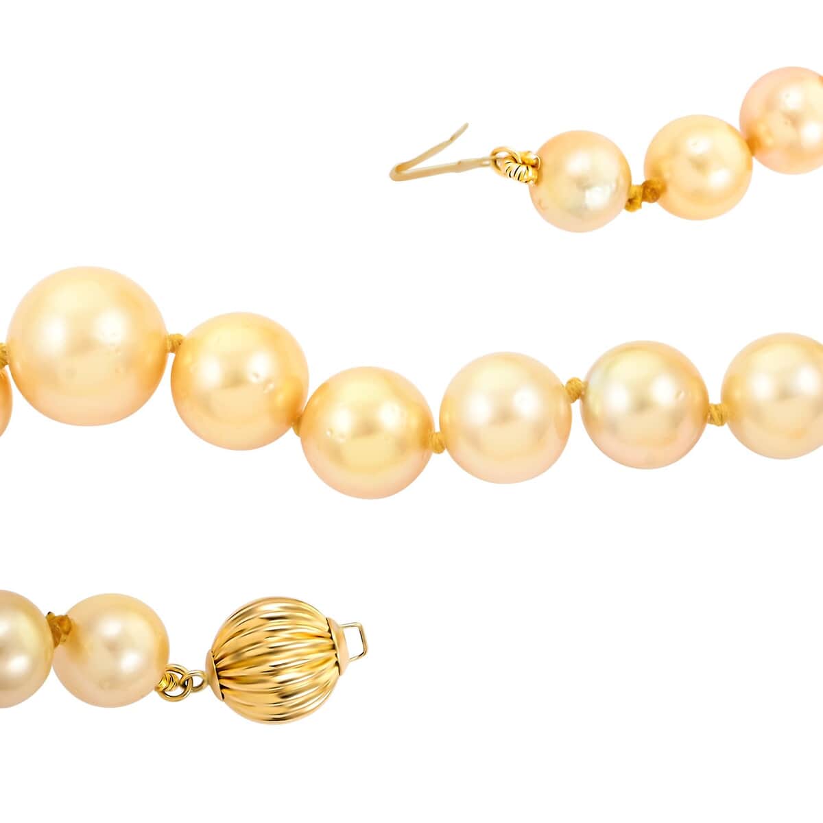 Iliana Certified & Appraised AAAA South Sea Golden Pearl 8-10mm Graduation Necklace in 18K Yellow Gold (18 Inches), Pearl Jewelry for Women, Anniversary Necklace for Wife image number 3