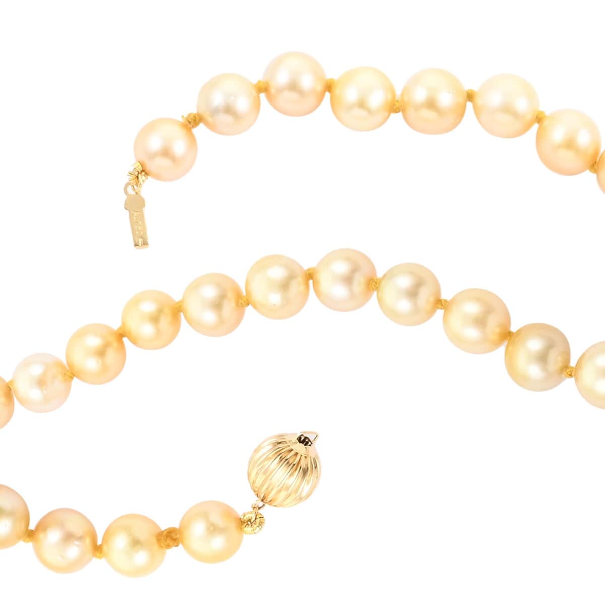 Iliana Certified & Appraised AAAA South Sea Golden Pearl 8-10mm Graduation Necklace in 18K Yellow Gold (18 Inches), Pearl Jewelry for Women, Anniversary Necklace for Wife image number 4
