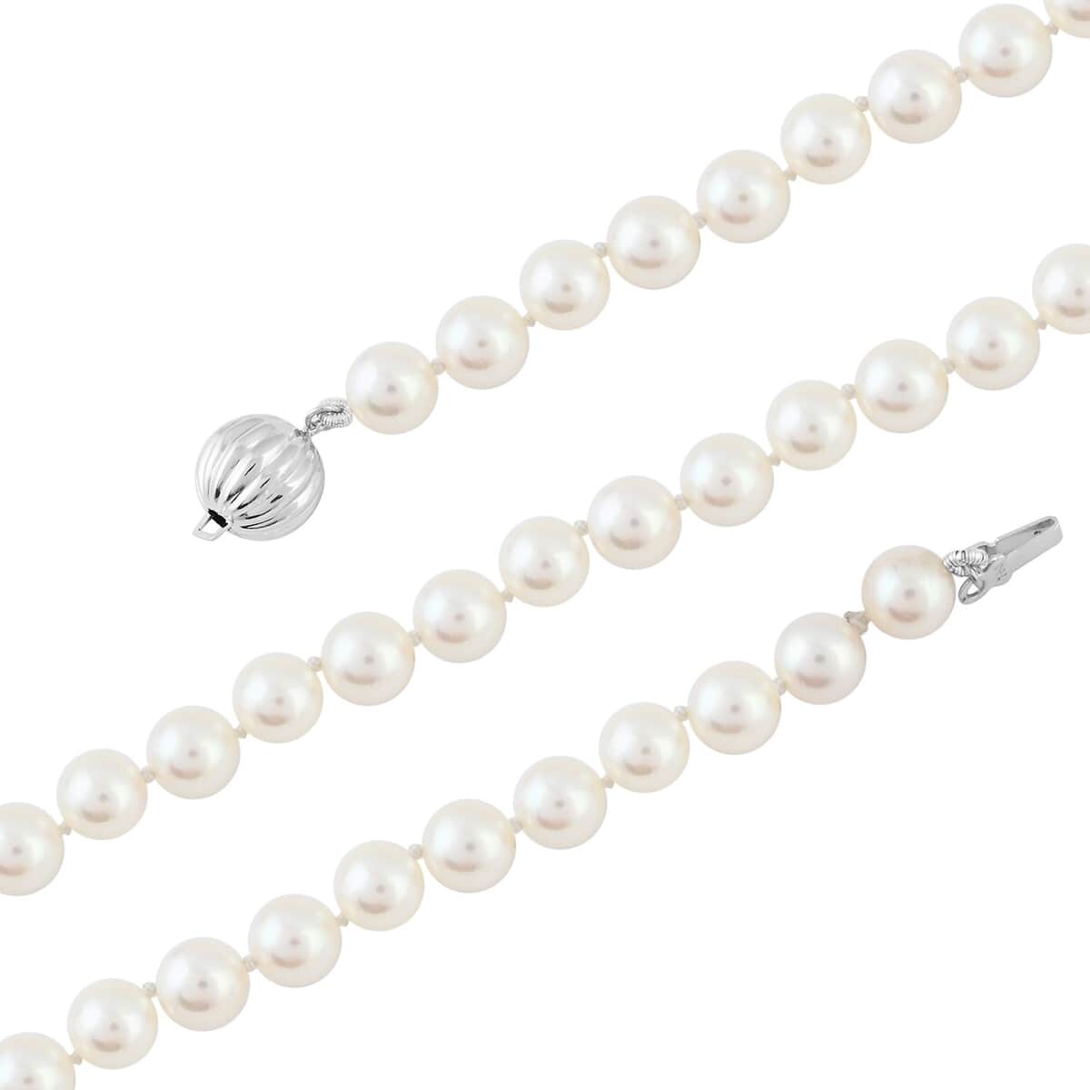 Certified & Appraised Iliana 18K White Gold Premium Japanese Akoya White Pearl 8-11mm Graduation Necklace 18-20 Inches image number 2