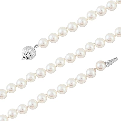 Certified & Appraised Iliana 18K White Gold Premium Japanese Akoya White Pearl 8-11mm Graduated Necklace 18-20 Inches