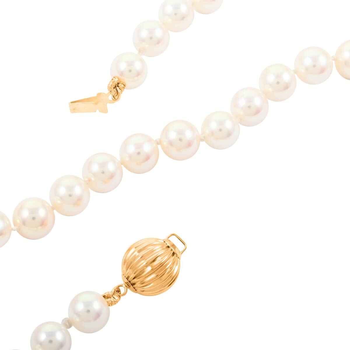Certified & Appraised Iliana 18K Yellow Gold Premium Japanese Akoya White Pearl 8-11mm Necklace 18 Inches image number 4