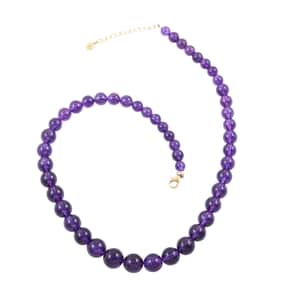 Certified & Appraised Luxoro 14K Yellow Gold AAA African Amethyst Beaded Graduation Necklace 18-20 Inches 275.00 ctw