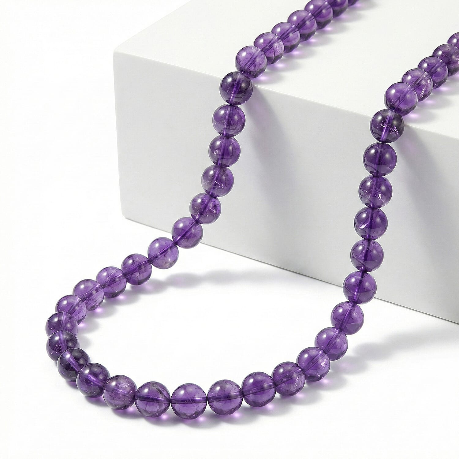 Certified & Appraised Luxoro 14K Yellow Gold AAA African Amethyst Beaded Graduated Necklace 18-20 Inches 275.00 ctw
