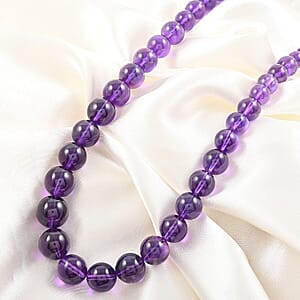 Certified & Appraised Luxoro 14K Yellow Gold AAA African Amethyst Beaded Graduated Necklace 18-20 Inches 275.00 ctw