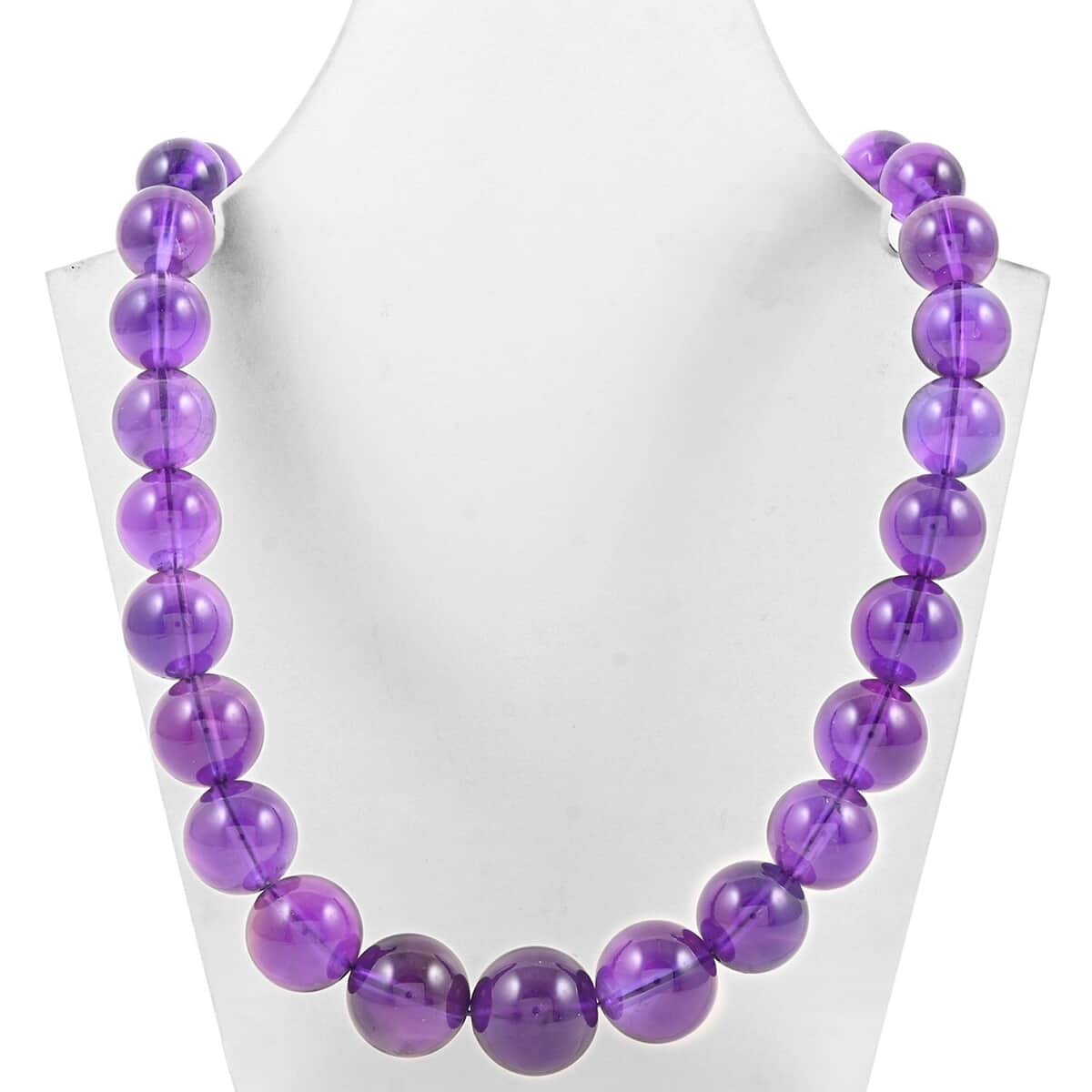 Certified & Appraised Luxoro 14K Yellow Gold AAA African Amethyst Beaded Graduation Necklace 18-20 Inches 275.00 ctw image number 2