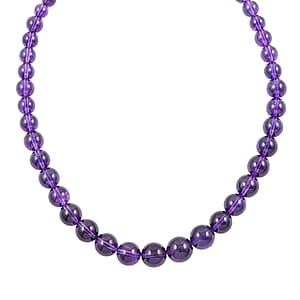 Certified & Appraised Luxoro 14K Yellow Gold AAA African Amethyst Beaded Graduated Necklace 18-20 Inches 275.00 ctw