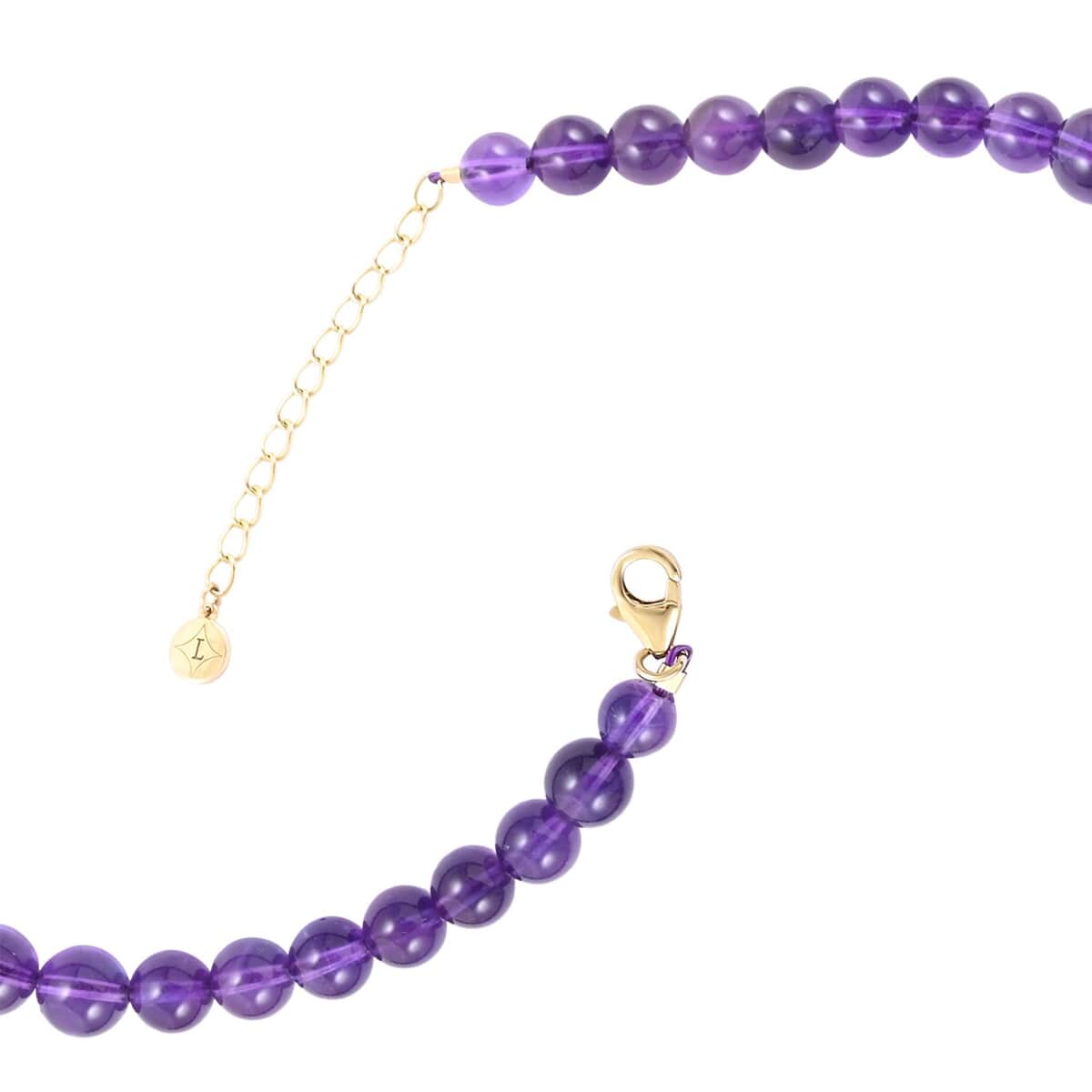 Certified & Appraised Luxoro 14K Yellow Gold AAA African Amethyst Beaded Graduation Necklace 18-20 Inches 275.00 ctw image number 4