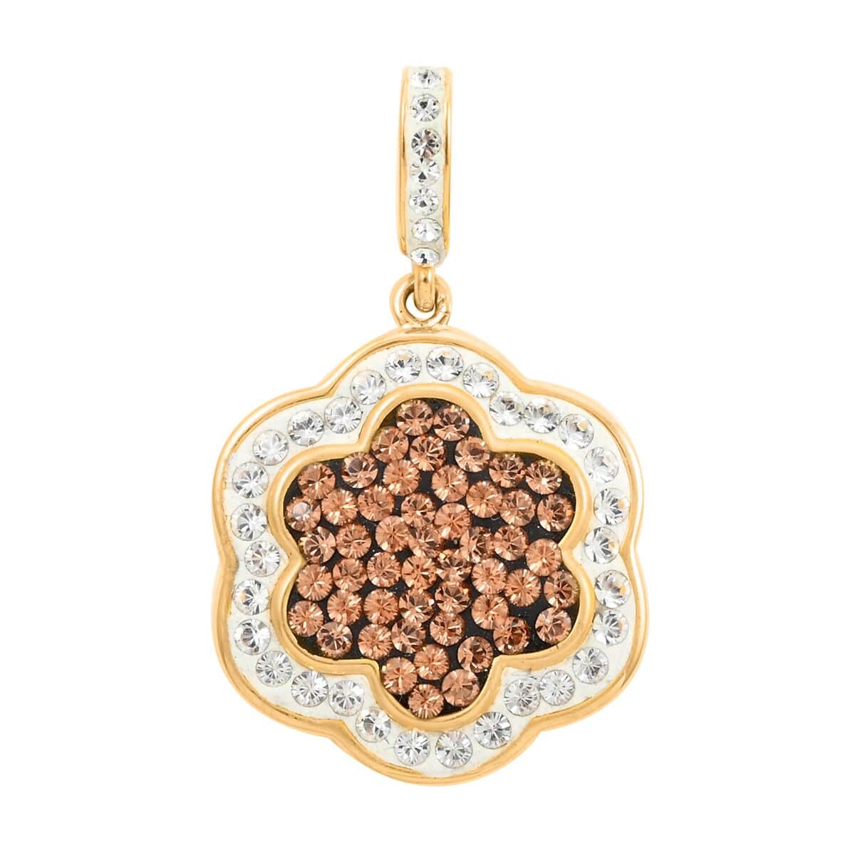 White and Champagne Color Austrian Crystal Pendant in 14K Gold Over image number 0