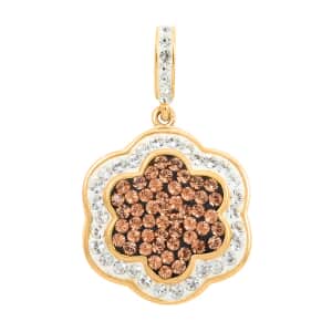 White and Champagne Color Austrian Crystal Pendant in 14K Gold Over