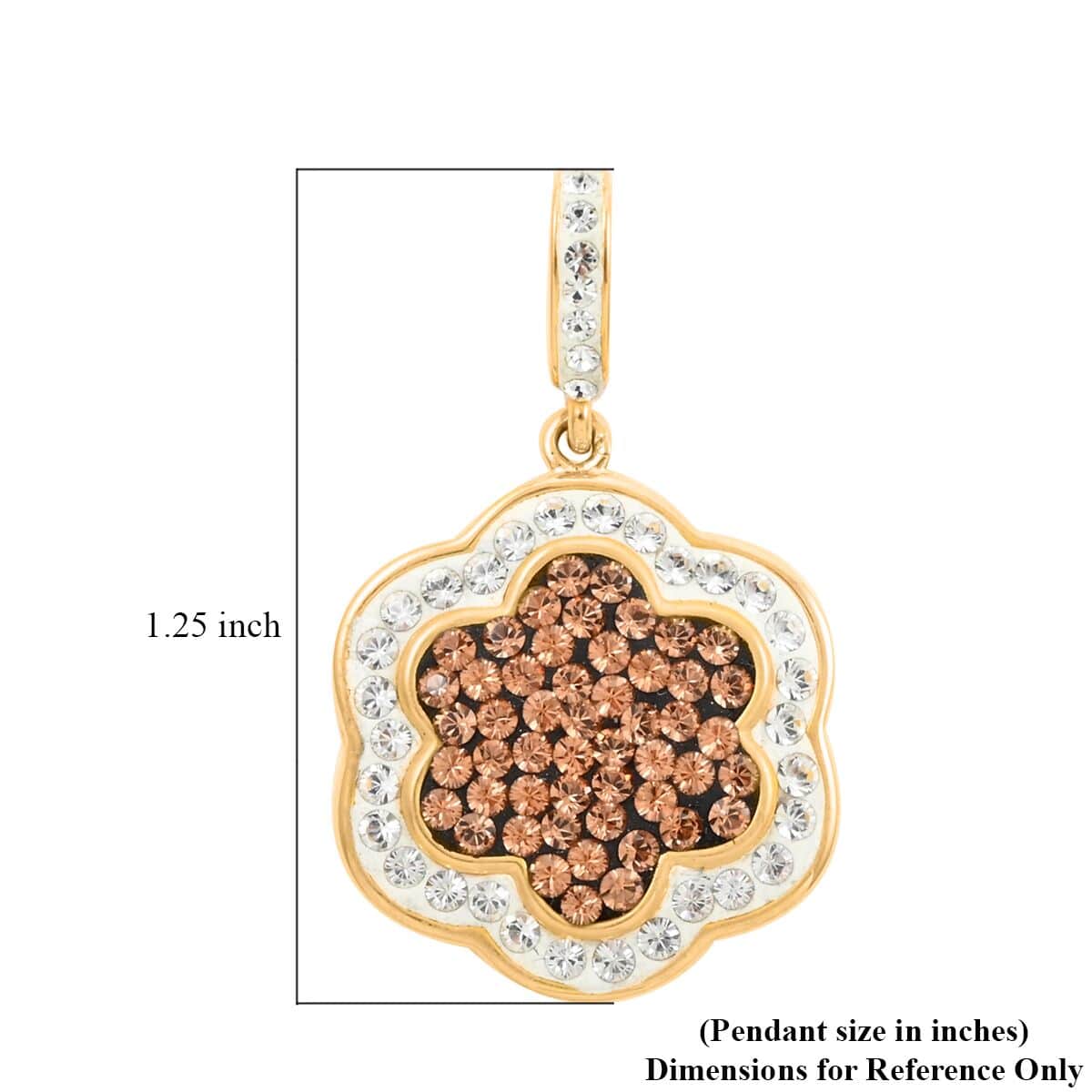 White and Champagne Color Austrian Crystal Pendant in 14K Gold Over image number 5