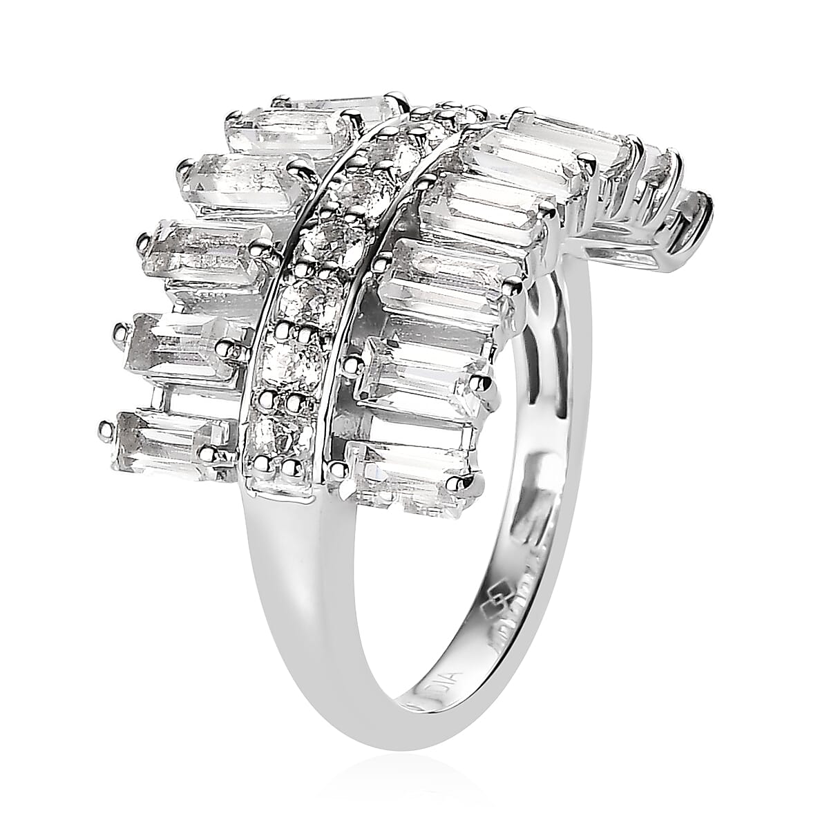 White Topaz 3.00 ctw Ring in Rhodium Over Sterling Silver (Size 7.0)