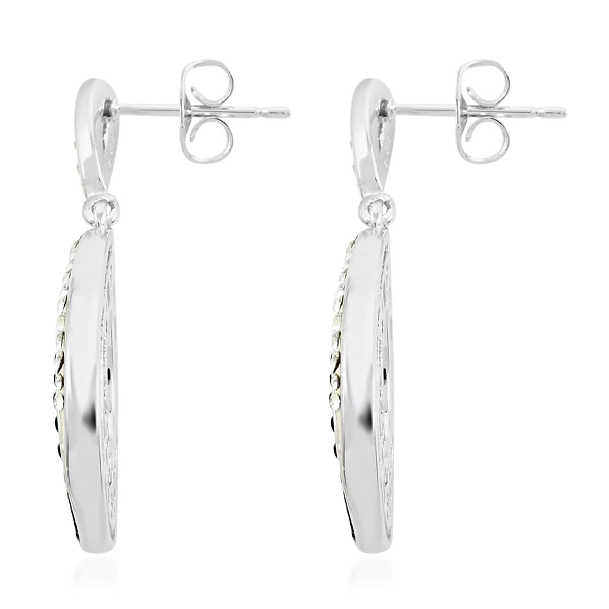 White and Black Color Austrian Crystal Earrings in Silvertone image number 3