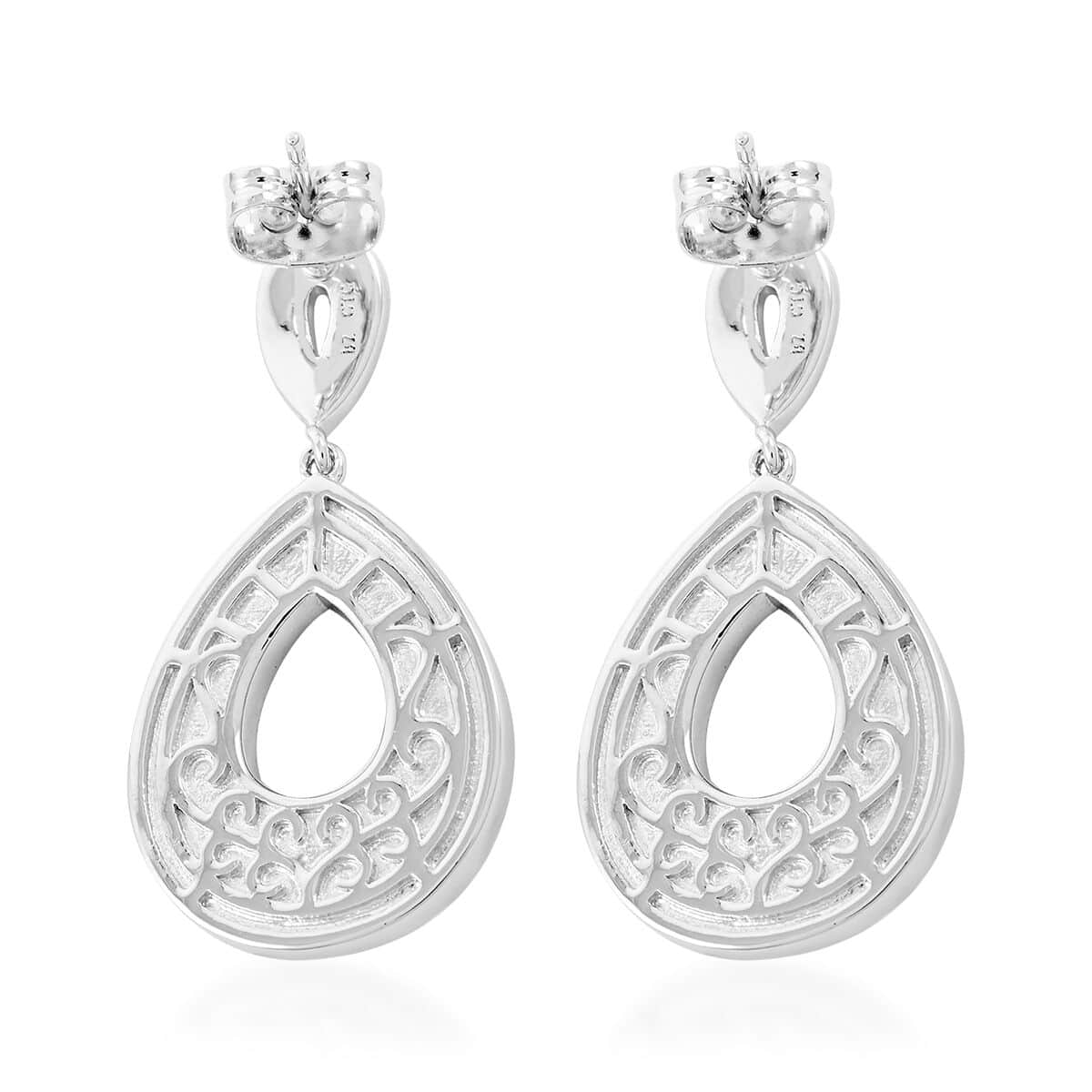 White and Black Color Austrian Crystal Earrings in Silvertone image number 4