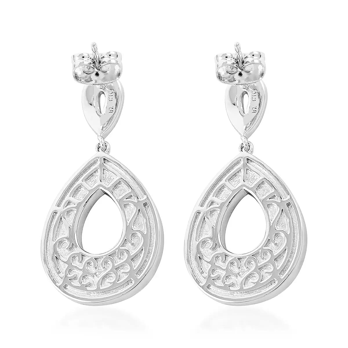 White and Black Color Austrian Crystal Earrings in Silvertone image number 8