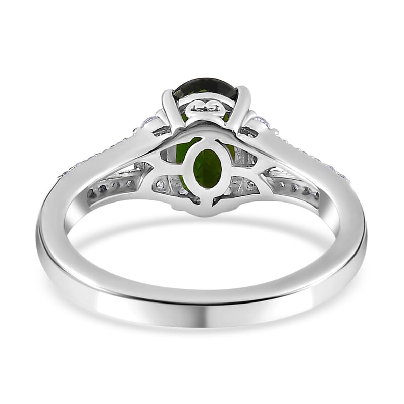 Chrome Diopside and White Zircon 1.75 ctw Ring in Platinum Over Sterling Silver (Size 11.5)