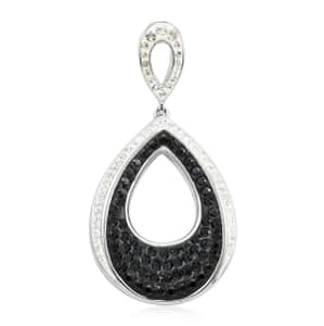 Black and White Color Austrian Crystal Pendant in Silvertone