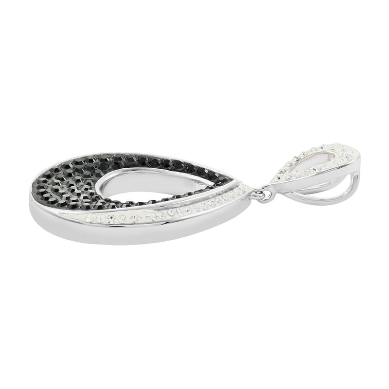 Black and White Color Austrian Crystal Pendant without Chain in Silvertone
