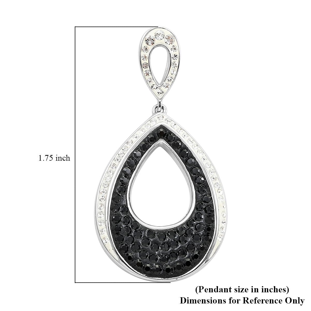 Black and White Color Austrian Crystal Pendant without Chain in Silvertone