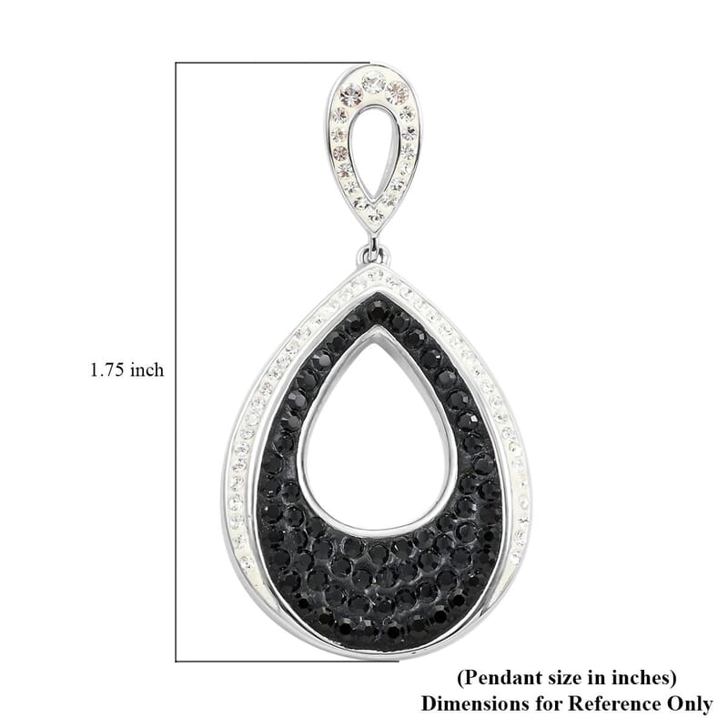Black and White Color Austrian Crystal Pendant without Chain in Silvertone