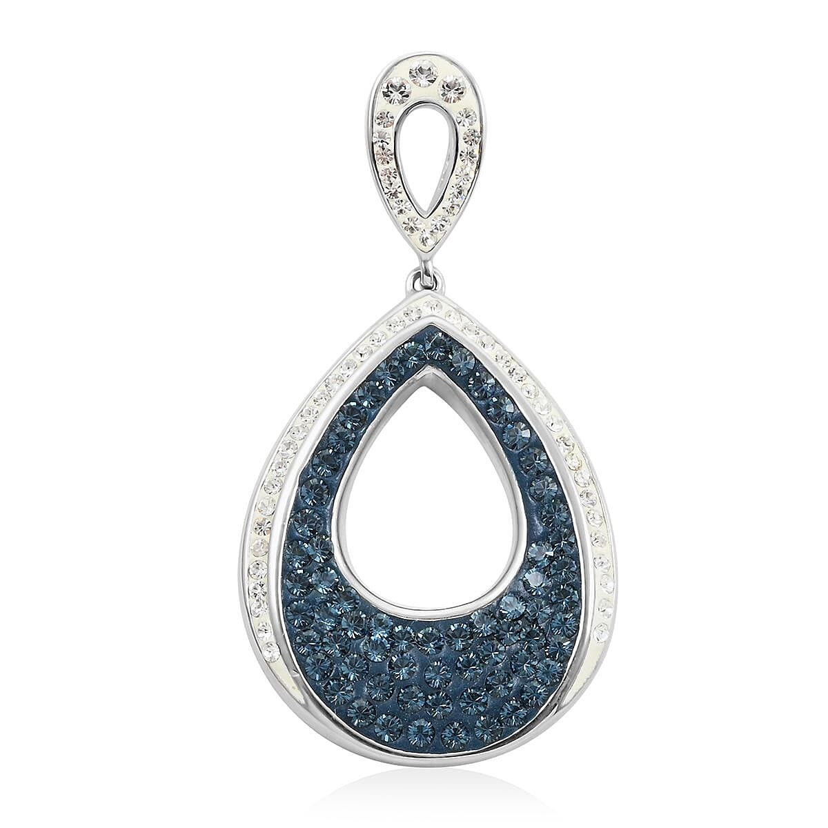 Blue and White Color Austrian Crystal Pendant without Chain in Silvertone image number 0