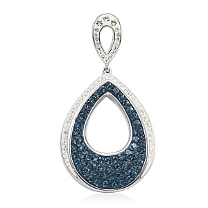 Blue and White Color Austrian Crystal Pendant without Chain in Silvertone