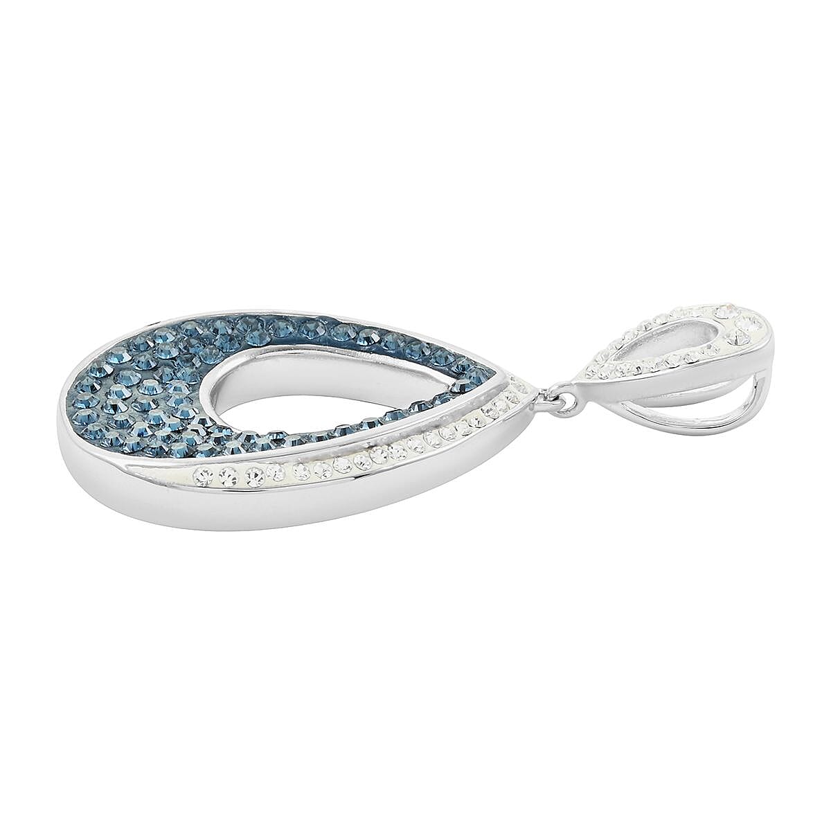 Blue and White Color Austrian Crystal Pendant without Chain in Silvertone